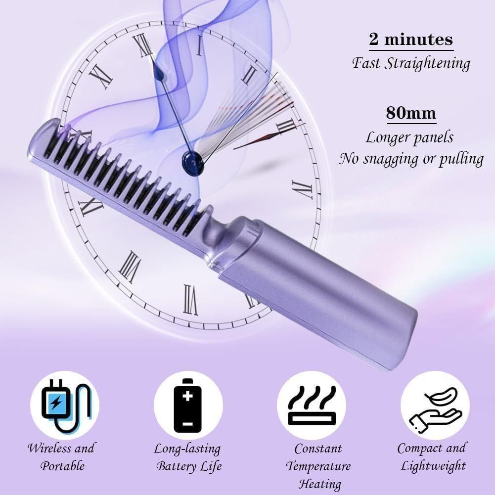 Cordless Rechargeable Mini Hair Straightener Comb
