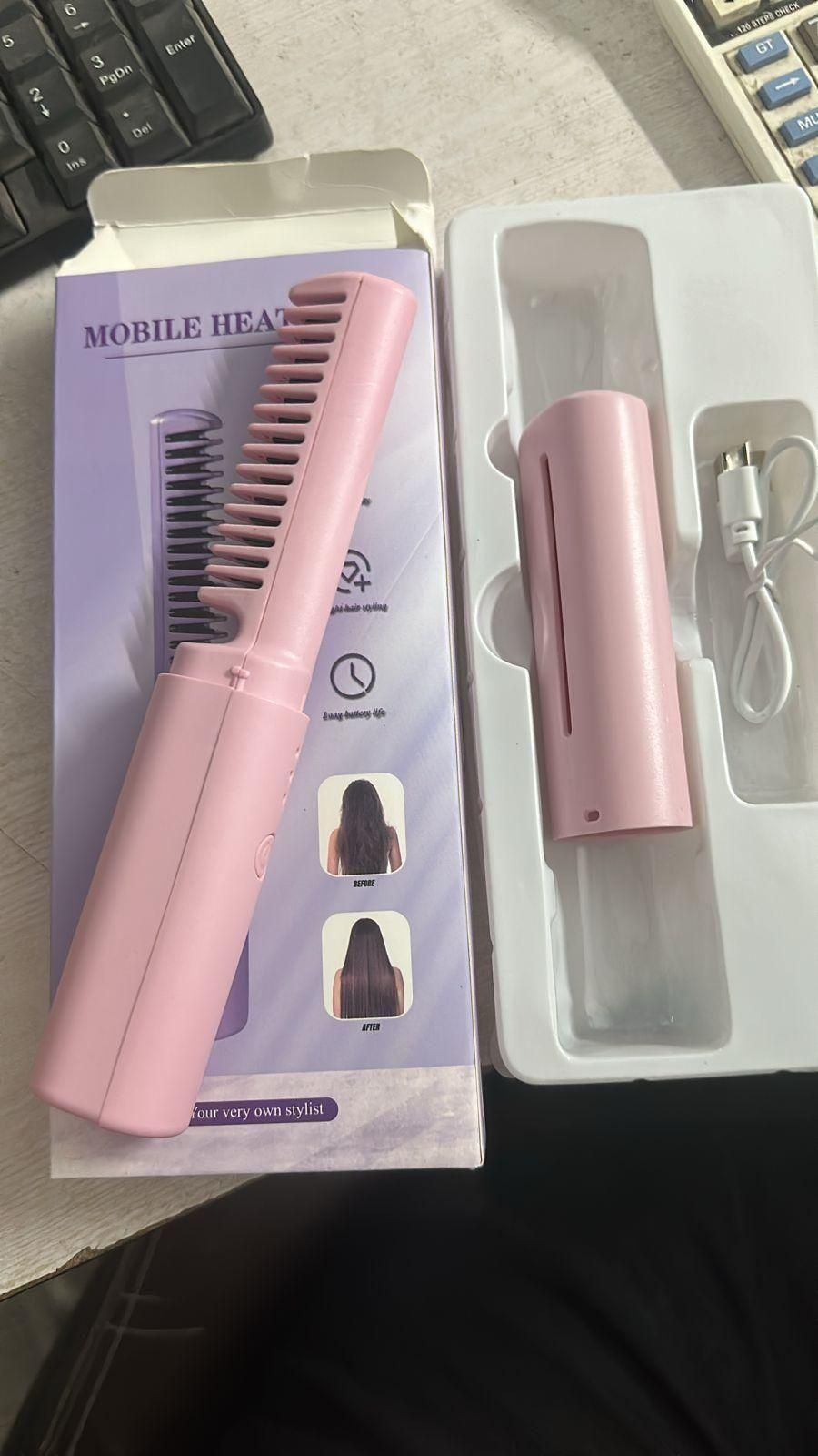 Cordless Rechargeable Mini Hair Straightener Comb