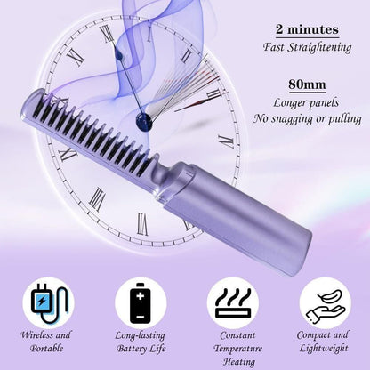Cordless Rechargeable Mini Hair Straightener Comb