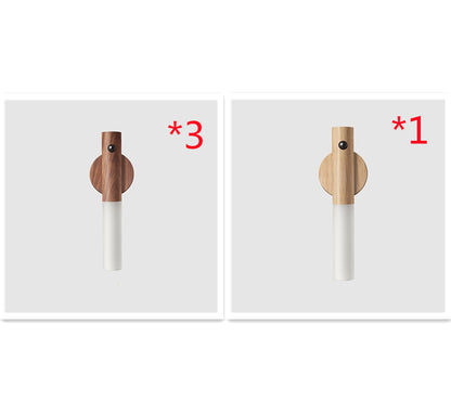 Auto LED USB Magnetic Wood Wireless Night Light Motion Sensor Wall Light Cabinet Lamp