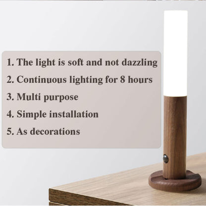 Auto LED USB Magnetic Wood Wireless Night Light Motion Sensor Wall Light Cabinet Lamp